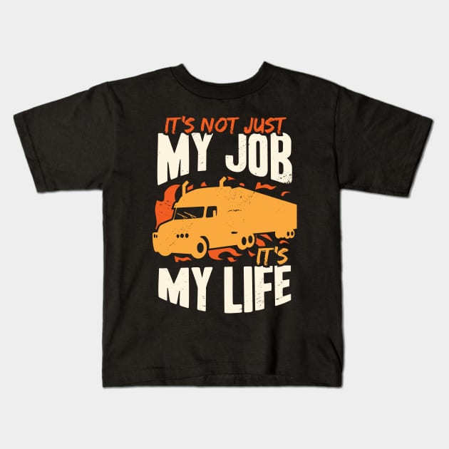 18 Wheeler Trucker Job Truck Driver Gift Kids T-Shirt by Dolde08